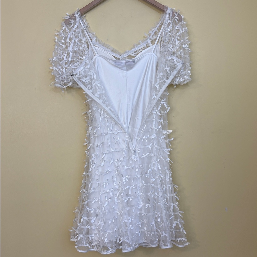 Betsey Johnson x UO | White Allover Bow Puff Sleeve Mini Slip Dress in size XS - Picture 16 of 17